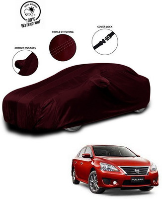 SEBONGO Car Cover For Nissan Pulsar (With Mirror Pockets)(Red)