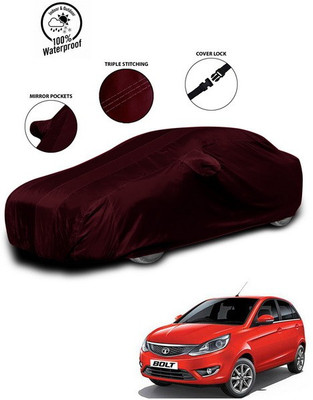 SEBONGO Car Cover For Tata Bolt (With Mirror Pockets)(Red)