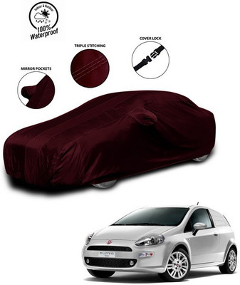 ANTHUB Car Cover For Fiat Punto Evo (With Mirror Pockets)(Red)