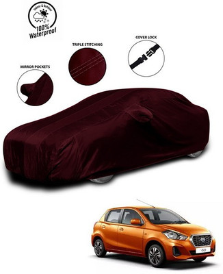 ANTHUB Car Cover For Nissan Go (With Mirror Pockets)(Red)