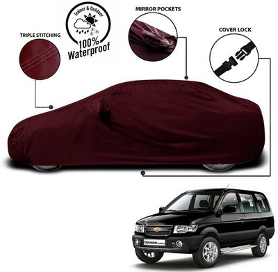ANTHUB Car Cover For Chevrolet Tavera (With Mirror Pockets)(Red)