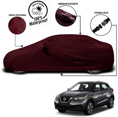ANTHUB Car Cover For Nissan Kicks (With Mirror Pockets)(Red)