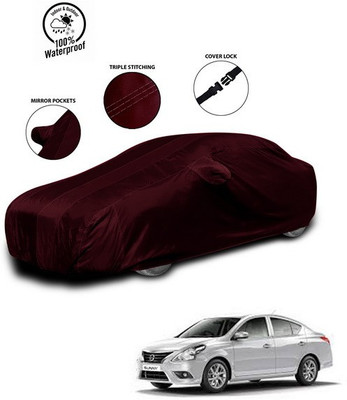 ANTHUB Car Cover For Nissan Sunny (With Mirror Pockets)(Red)