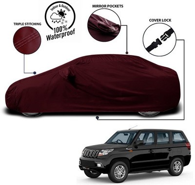 SEBONGO Car Cover For Mahindra TUV300 Plus Facelift (With Mirror Pockets)(Red)