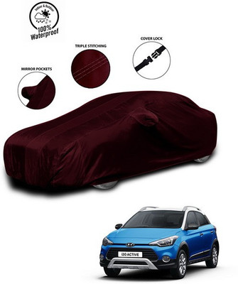SEBONGO Car Cover For Hyundai i20 Active (With Mirror Pockets)(Red)