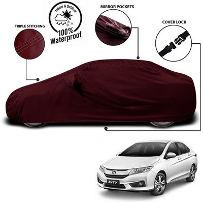 SEBONGO Car Cover For Honda City i-Vtec (With Mirror Pockets)(Red)