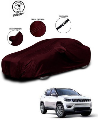 SEBONGO Car Cover For Jeep Compass Facelift (With Mirror Pockets)(Red)