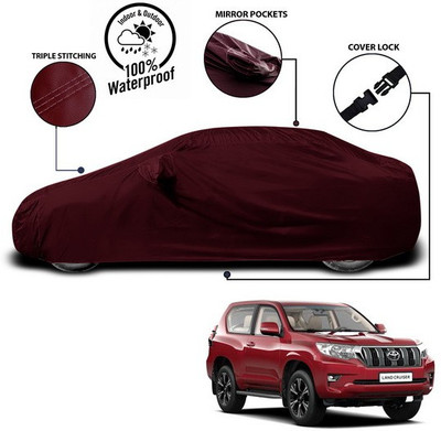SEBONGO Car Cover For Toyota Land Cruiser (With Mirror Pockets)(Red)