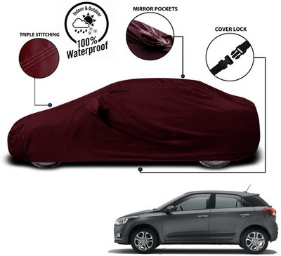 ANTHUB Car Cover For Hyundai Elite i20 (With Mirror Pockets)(Red)