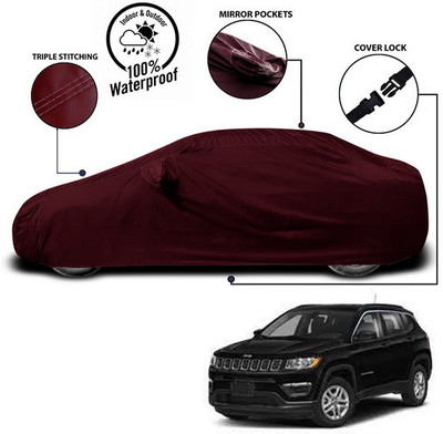 ANTHUB Car Cover For Jeep Compass (With Mirror Pockets)(Red)