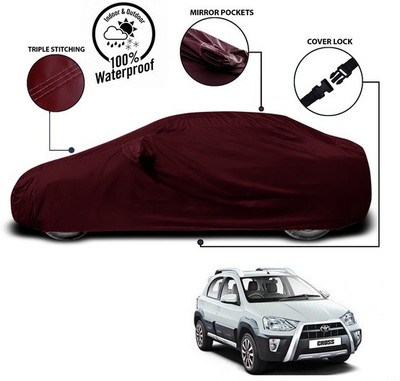 ANTHUB Car Cover For Toyota Etios Cross (With Mirror Pockets)(Red)