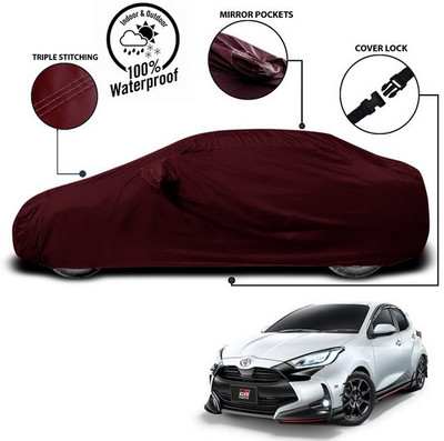 ANTHUB Car Cover For Toyota Yaris (With Mirror Pockets)(Red)
