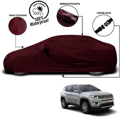 ANTHUB Car Cover For Jeep Compass (With Mirror Pockets)(Red)
