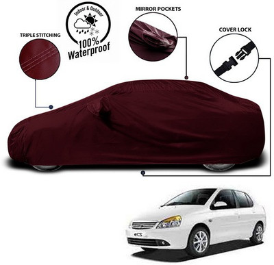 SEBONGO Car Cover For Tata Indigo eCS (With Mirror Pockets)(Red)