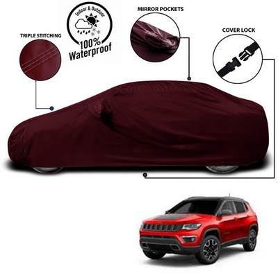 SEBONGO Car Cover For Jeep Compass (With Mirror Pockets)(Red)