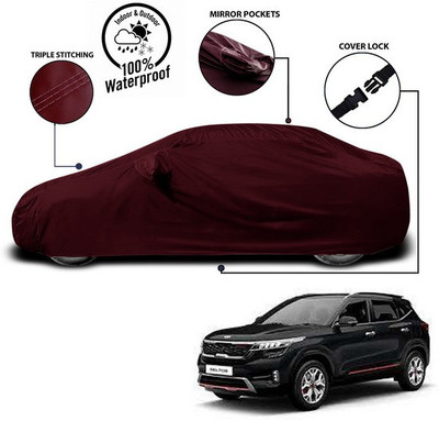 ANTHUB Car Cover For Kia SELTOS (With Mirror Pockets)(Red)