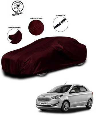 SEBONGO Car Cover For Ford Figo Aspire (With Mirror Pockets)(Red)