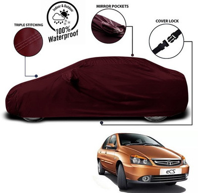 SEBONGO Car Cover For Tata Indigo CS (With Mirror Pockets)(Red)