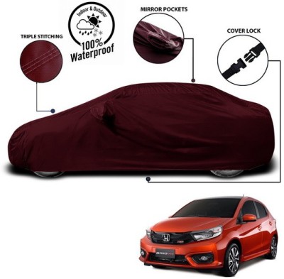 ANTHUB Car Cover For Honda Brio (With Mirror Pockets)(Red)