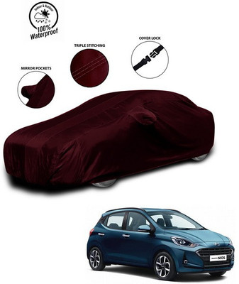 ANTHUB Car Cover For Hyundai Grand i10 (With Mirror Pockets)(Red)