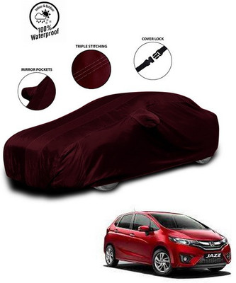 SEBONGO Car Cover For Honda Jazz (With Mirror Pockets)(Red)