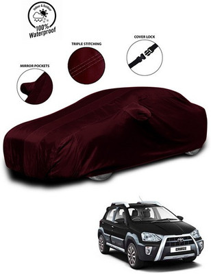 SEBONGO Car Cover For Toyota Etios Cross (With Mirror Pockets)(Red)