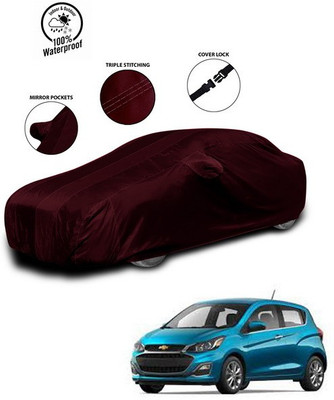 ANTHUB Car Cover For Chevrolet Spark (With Mirror Pockets)(Red)