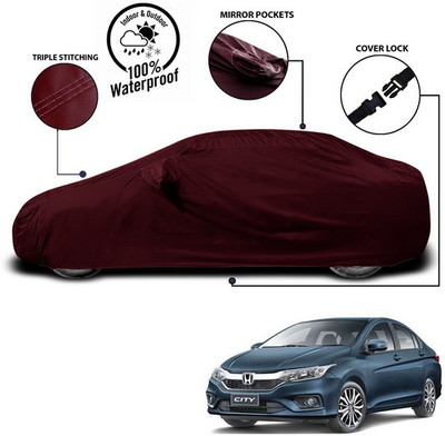 ANTHUB Car Cover For Honda City i-Vtec (With Mirror Pockets)(Red)