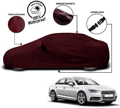 ANTHUB Car Cover For Audi A4 (With Mirror Pockets)(Red)