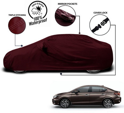 SEBONGO Car Cover For Honda City ZX (With Mirror Pockets)(Red)