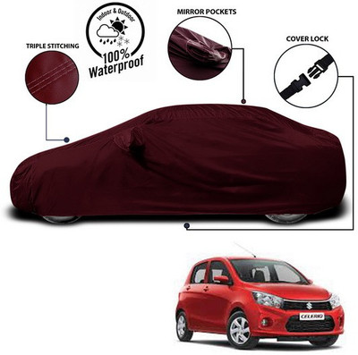 SEBONGO Car Cover For Maruti Suzuki Celerio (With Mirror Pockets)(Red)