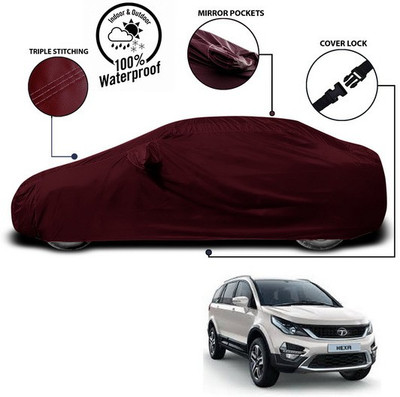 SEBONGO Car Cover For Tata Hexa (With Mirror Pockets)(Red)