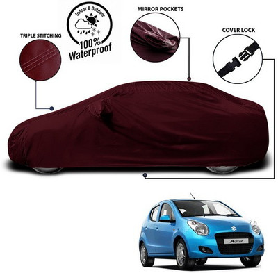 SEBONGO Car Cover For Maruti Suzuki A-Star (With Mirror Pockets)(Red)