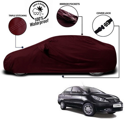 ANTHUB Car Cover For Tata Manza (With Mirror Pockets)(Red)