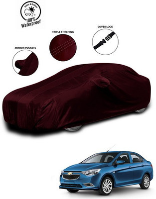 SEBONGO Car Cover For Chevrolet Aveo (With Mirror Pockets)(Red)