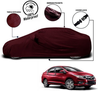 ANTHUB Car Cover For Honda City Facelift (With Mirror Pockets)(Red)