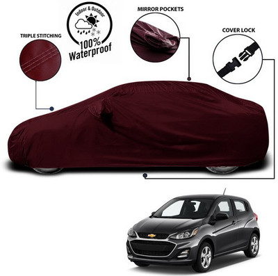 SEBONGO Car Cover For Chevrolet Spark (With Mirror Pockets)(Red)