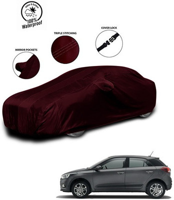 ANTHUB Car Cover For Hyundai Elite i20 (With Mirror Pockets)(Red)