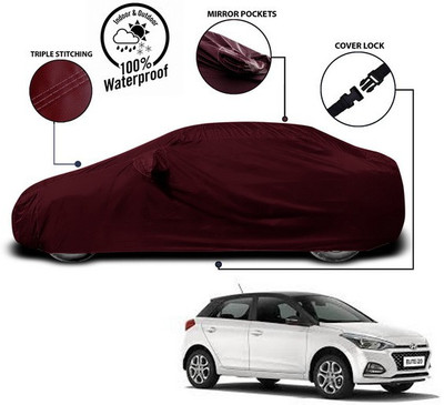 ANTHUB Car Cover For Hyundai Elite i20 (With Mirror Pockets)(Red)