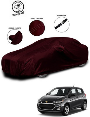 SEBONGO Car Cover For Chevrolet Spark (With Mirror Pockets)(Red)