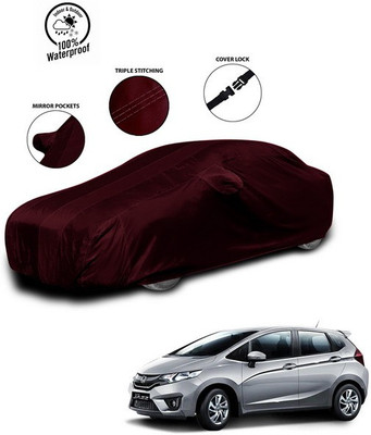 ANTHUB Car Cover For Honda Jazz (With Mirror Pockets)(Red)