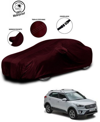 ANTHUB Car Cover For Hyundai Creta (With Mirror Pockets)(Red)