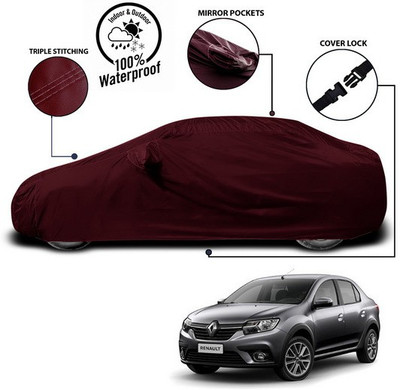 ANTHUB Car Cover For Renault Logan (With Mirror Pockets)(Red)