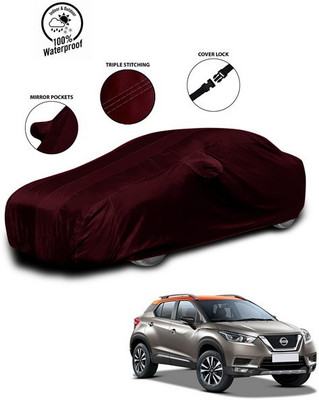 ANTHUB Car Cover For Nissan Universal For Car (With Mirror Pockets)(Red)