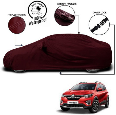 ANTHUB Car Cover For Renault Triber (With Mirror Pockets)(Red)