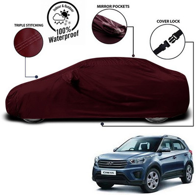ANTHUB Car Cover For Hyundai Creta (With Mirror Pockets)(Red)