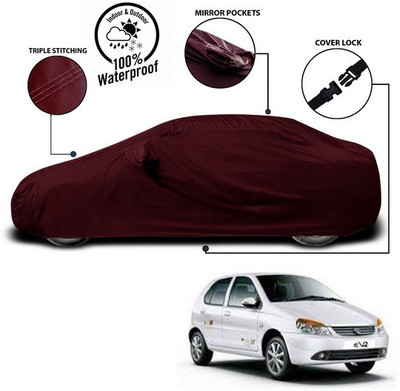 ANTHUB Car Cover For Tata Indica eV2 (With Mirror Pockets)(Red)