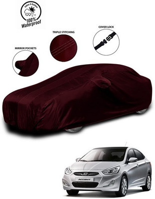 ANTHUB Car Cover For Hyundai Accent (With Mirror Pockets)(Red)