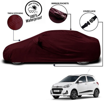 ANTHUB Car Cover For Hyundai Grand i10 (With Mirror Pockets)(Red)