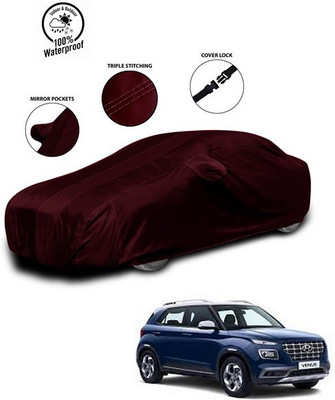 SEBONGO Car Cover For Hyundai Venue (With Mirror Pockets)(Red)